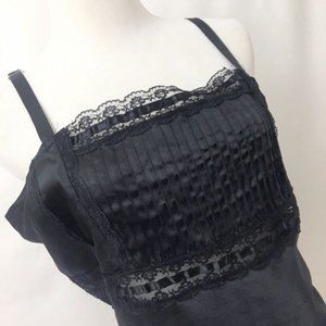 Silk ruffle & lace black camisole Sz 1x